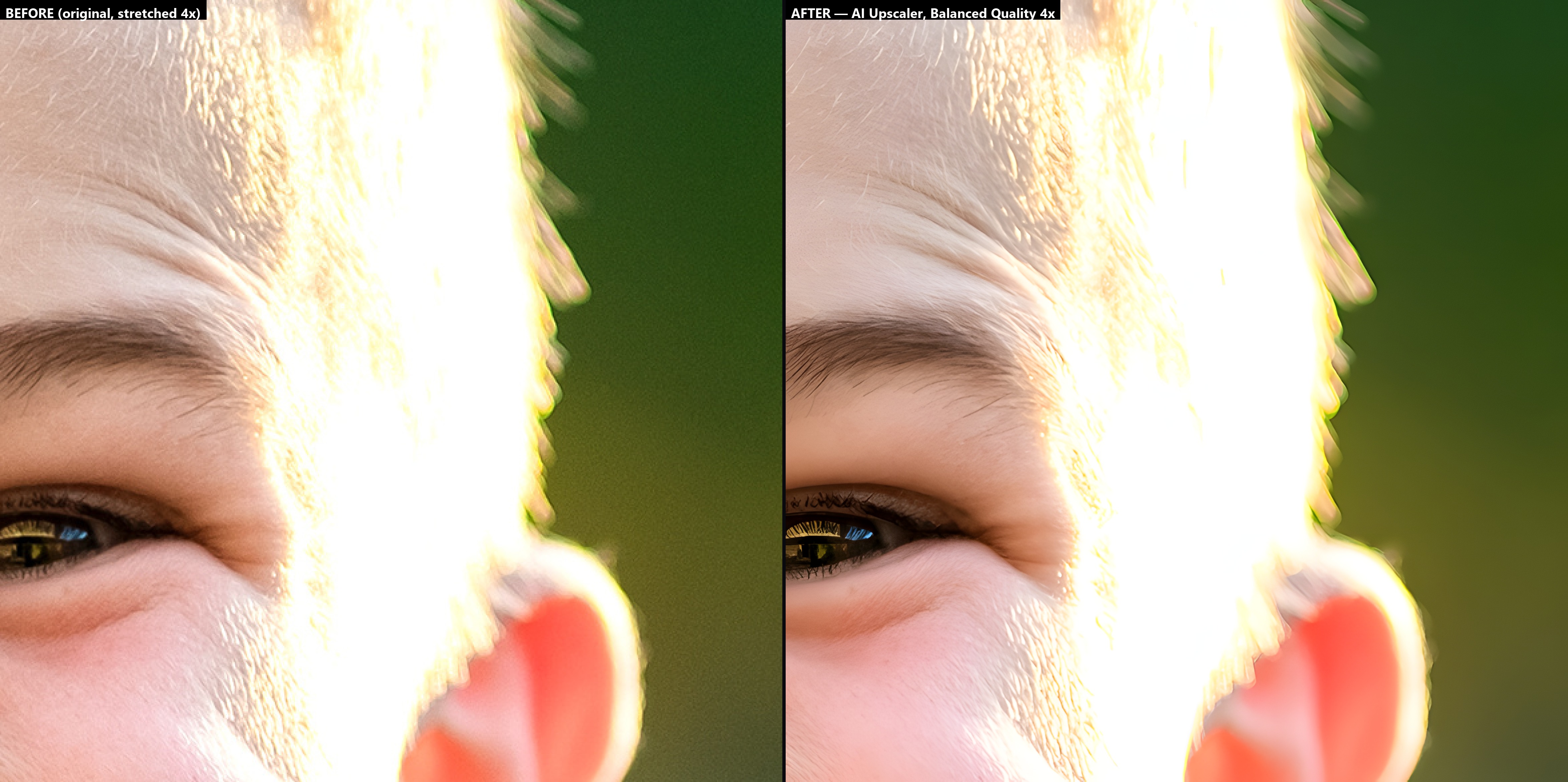 AI Upscaler 4x before/after